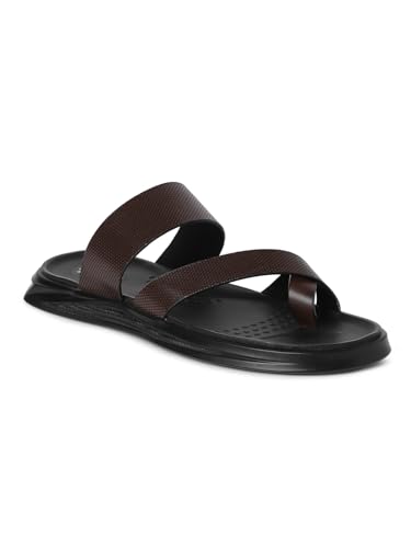 Image of Gabicci Mens Toe Loop Sandal, Slip On Entry, (Size 40-45), Full Grain Leather, Casual Lounging Sandal, PU Sole, Flat Heel, Hope
