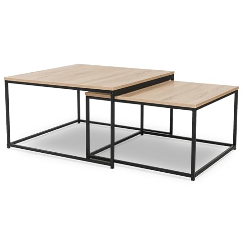 IDMarket - Lot de 2 Tables Basses gigognes Detroit 60/70 Design Industriel