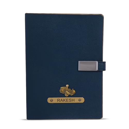 Image of ncgifts Personalized Notebook With Name | Customized Diary | Personalized Notebook A5 200 Ruled Pages Customized Diwali Daily Journal Diaries Diary Gifts for Men Women Friends, Family | Navy Blue