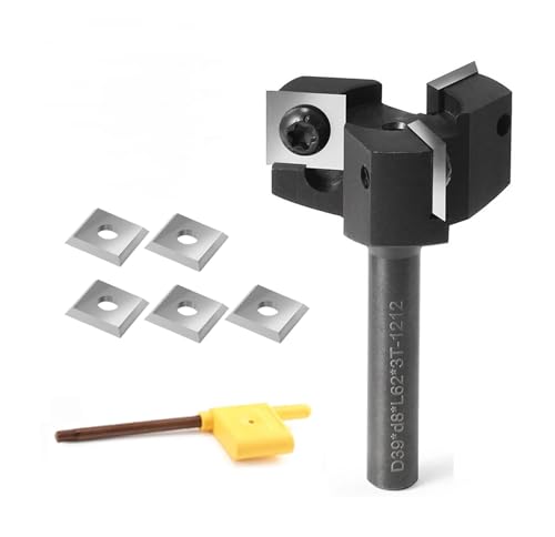 TINMAGI Fresa de Superficie, Fresa Planadora de 8 mm para Madera Diámetro de Corte 39mm, con 8 Cuchillas, Fresa de Spoilboard para Fresadora CNC Alisado y Nivelación Profesional