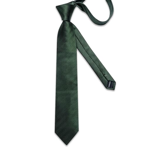 Image of DiBanGu Striped Tie Set for Men Silk Woven Plaid Necktie and Pocket Square Cufflinks Business Wedding