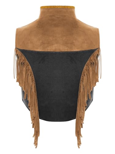 Kids Girls Faux Suede Fringe Vest Cowgirls Fancy Dress Up Wild West Theme Party Tassels Outfits2
