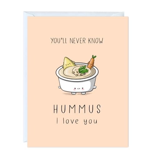 Carte d'anniversaire Hummus Kawaii, cadeau idéal pour ami gourmand