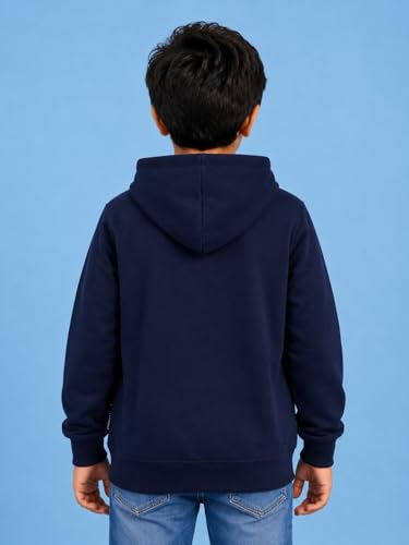 Image of Unisex Kids Solid Full Sleeve Zip Front Open Hooded Sweatshirt