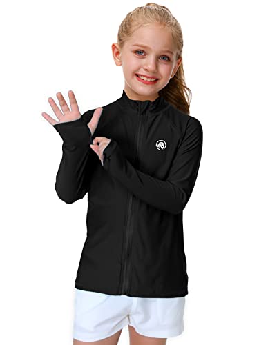 Image of AOBUTE Unisex Kids Zipper Rash Guard Boys UPF 50+ UV Protection Sun Shirt with Thumb Hole 3-12 Years