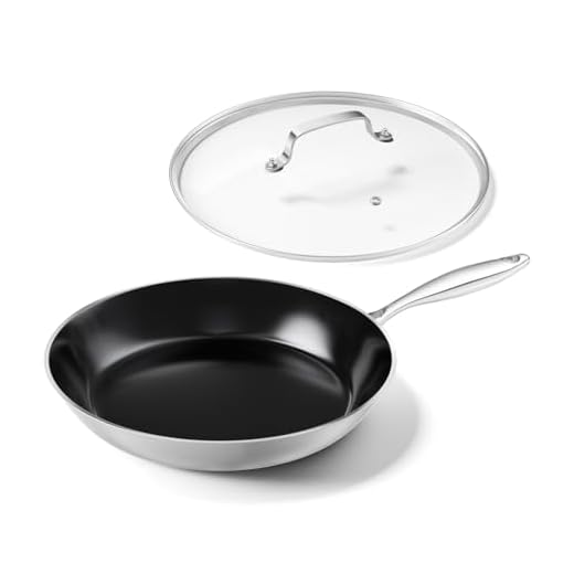 Innerwell Stainless Steel Frying Pan with Lid 8.6 inch Titanium Ceramic Nonstick Frying Pan,Skillet with Stay-Cool Handle Non Toxic Healthy Ceramics Egg Pans,PFAS PFOA PTFE Free,Suitable for All Stove