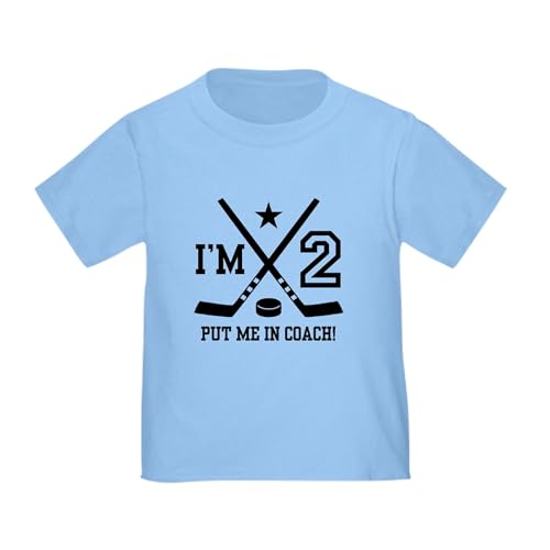 CafePress 2 Year Old Hockey Toddler T Shirt Toddler Graphic Tee, 100% Cotton Baby Blue