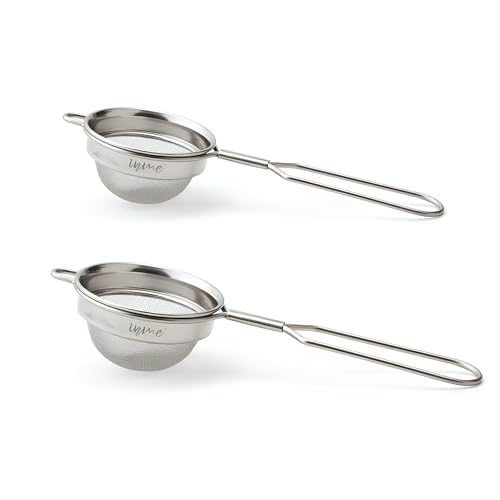 Image of Inme Tea Strainer with 304 Grade Stainless Steel Mesh, Chai Channi Chalni Jali, Coffee Milk Juice Oil & Tea Filter Strainers with Durable Long Wire Handle - Set of 2 (Diameter - 7 cm & 8 cm)