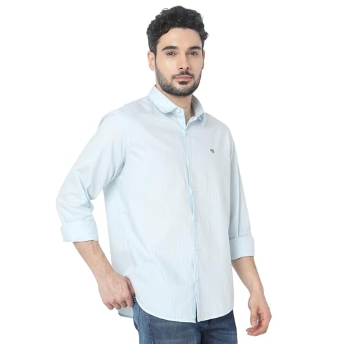 Image of Spykar Men's Relaxed Fit N /A Half Sleeve Striped Casual Shirts