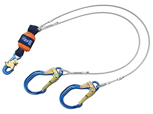 Image of 3M DBI-SALA EZ-Stop 1246178 Shock Absorbing Lanyard, Edge Certified Cable, Alum Snap Hook One End, Alum Rebar Hooks, 2.5 inch Gate Opening At Leg Ends, 6'