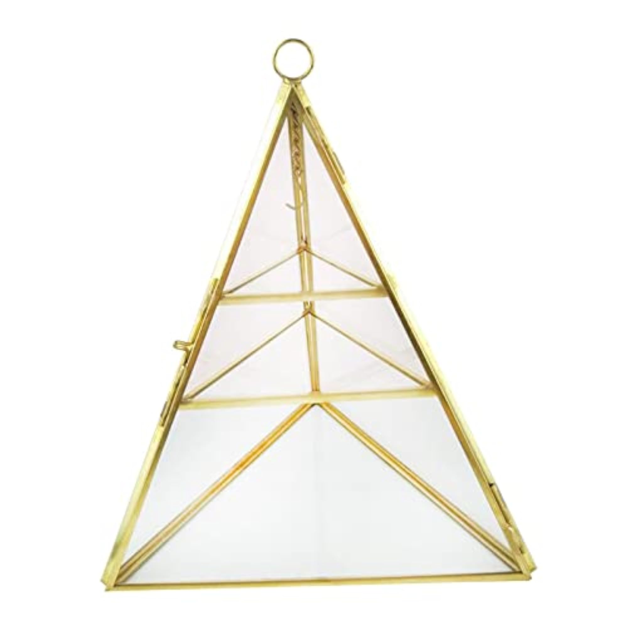 3Tier Pyramid Clear Glass Jewelry Trinket Box