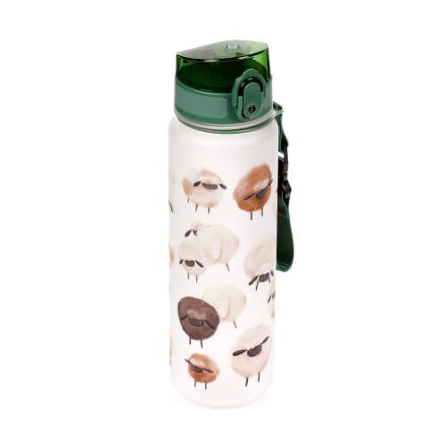 Puckator Gourde incassable 600 ml design mouton – Bouteille d'eau réutilisable pour filles et garçons avec une poignée de transport et une paille – Sans BPA – Pour école