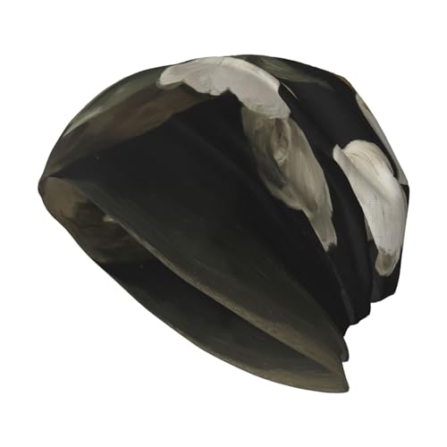 Woshuwo Gorro de punto unisex con diseño de tulipanes blancos vintage en maceta de arcilla vieja