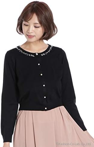 Amazon Cherite By Primepattern シェリエットバイプライムパターン マルチビジュー釦付きカーディガン クロ M カーディガン ボレロ 通販