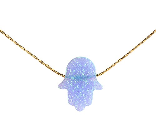 14K Gold Filled Blue Opal Hamsa Necklace