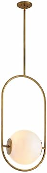 Corbett Lighting Everley by Martyn Lawrence Bullard 38" Pendant - Vintage Brass Finish - Opal White Glass