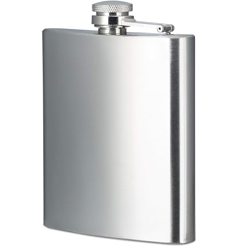 CHEFZOCO Fiaschetta in acciaio, Flacone di liquore, Fiaschetta di alcool, Bottiglia di liquore, Liquore portatile, Fiaschetta da viaggio, 9,5 cm x 13,5 cm, Capacità 240 ml, Acciaio inossidabile
