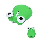 Samudgate Wired Mouse, Cute Frog Shaped USB Small Optical Corded Mice Adorable 1600 DPI Portable Computer Mouse for Travel, Office, Home, Laptop, Computer (Green)