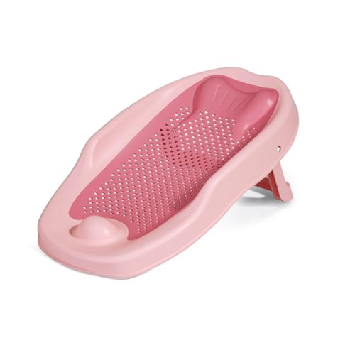 BATHBY Cojín de Baño para Bebé | Almohada Flotante y Antideslizante | Apoyo Ergonómico para la Bañera | Suave, Seguro y Fácil de Secar | Ideal para Recién Nacidos (Rosa)