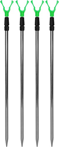 4er Set Teleskop Rutenhalter 75 - 135 cm Rutenauflage Rutenständer Schnurlaufkerbe U-Auflage Grün Einheitsgröße