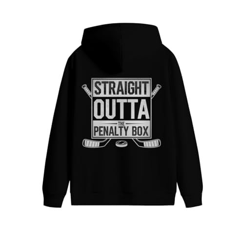Cool Ice Hockey Player Gift Straight Outta The Penalty Box Men Women Lightweight Kangaroo Pocket Fleece Hoodie3