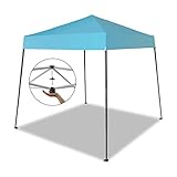 CROWN SHADES Pop up Canopy, Base 8x8 ft, Top 6.5x6.5 ft. Slant Leg Instant Canopy Portable Backpack, Blue