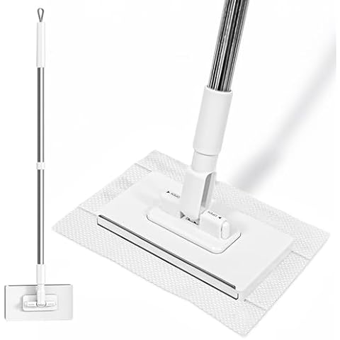 KZKR Wet and Dry Sweeper Mop, Dust Mop, No-Touch Disposable Dirty Mop, Easy Mopping Flat Dust Mop for Hardwood & Tile Floors, 1 Second Installation Cover