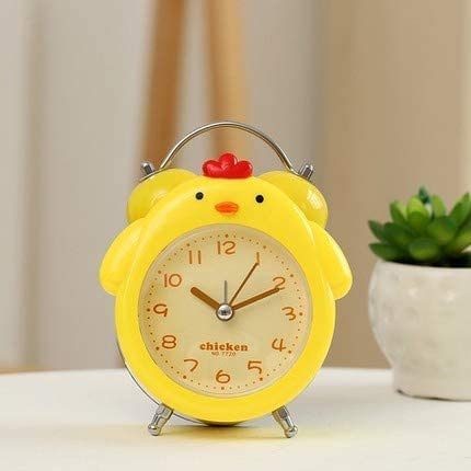 Image of Shopaholic Chick Vintage Twin Bell Alarm Clocks for Kids Gift, Silent Sweep Bedroom Desk Round Cartoon Clock, Home Decoration (Chicken Alarm Clock Yellow)