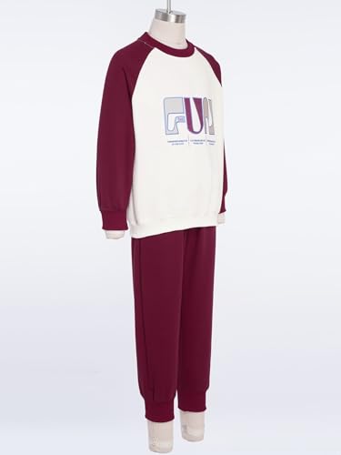 Image of YiZYiF Kids 2piece Running Biking Outdoor Activewear Set Boys Girls Color Block Sweatshirts And Jogger Pants Set