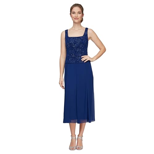 Image of Alex Evenings Women's Tea Length Jacket Dress, Perfect for Weddings, Formal Events (Petite and Regular Sizes)