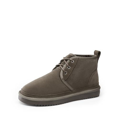 DREAM PAIRS Women's Ankle Winter Boots Genuine Suede Leather Faux Fur Lace Up Snow Warm Comfort Cozy Short Booties FuzzyGo Women's Cozy,Size 9,Taupe,SDSB2406W