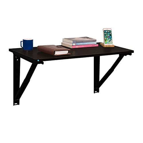 Image of DELITE KOM Wizard Engineered Wood Study Table /Wall Mounted Shelf Desk for Adult /Kids Use in Home /Office (Flowery Wenge, 45.4 D x 89.6 W x 32 H)