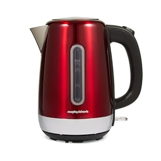 Morphy Richards Equip Jug Kettle, 1.7L, 3Kw Rapid boil, Removeable Limescale Filter, Easy View Water Gauge, Stainless Steel Case, Red, 102785