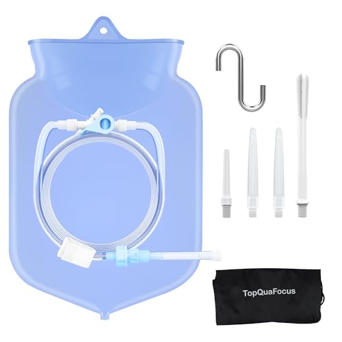 TopQuaFocus 4L großes Klistierbeutel-Set, eindeutig ungiftiger Silikonbeutel, Kaffee-Klistierbeutel, Dickdarmreiniger, 6,5 Fuß langer Schlauch, frei von BPA und Phthalaten