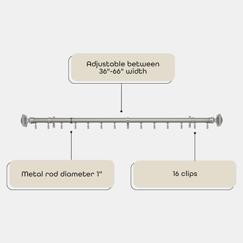 Image of Innovative Oxford Traverse Window Curtain Rod - 1 inch Rod Diameter Fits Windows Size 36 inch - 66 inch - Stainless Steel Heavy Duty Drapery Rods for Bedroom, Living Room, Kitchen & Bathroom