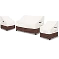 Patio Furniture Covers,3 Piece Heavy Duty Waterproof Outdoor Furniture Cover,Outdoor Furniture Covers for Patio Furniture,Includes 2 Patio chair covers 30in and 1 Patio loveseat cover 58in,Beige