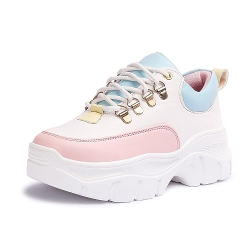 PrasKing Stylish Trendy Lightweight Casual High Top Sneaker Shoes For Womens & Girls|White Sneakers, 8 UK (B0CHW9TKLH) Amazon Price History, Amazon Price Tracker
