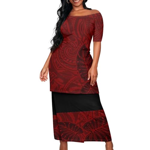 PCFPOLYELEI Puletasi Samoan Dress Polynesian Tribal Print – Premium Quality for Weddings & Ceremonies