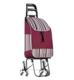 Carrito de la compra plegable ligero – Carrito de compras de 6 ruedas con marco de metal para subir escaleras – Carrito de la compra versátil para un fácil transporte