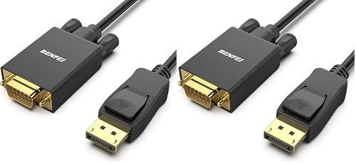 Image of BENFEI DisplayPort to VGA Cable, 1.8M Display Port of Computer /Laptop to VGA of Monitor /Projector Gold-Plated Adapter (Not Bidirectional,Not Compatible with HDMI or USB) (Pack of 2)
