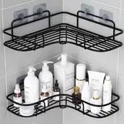 Triangle Shower Caddy - No Punch Bathroom Organizer Black