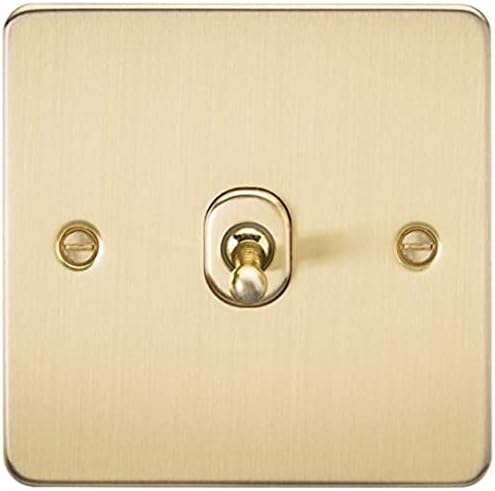 Knightsbridge FP8900BB Brushed Brass FPAV8900BB Flat Plate 115V/230V Dual Voltage Shaver Socket Black Insert, 230 V