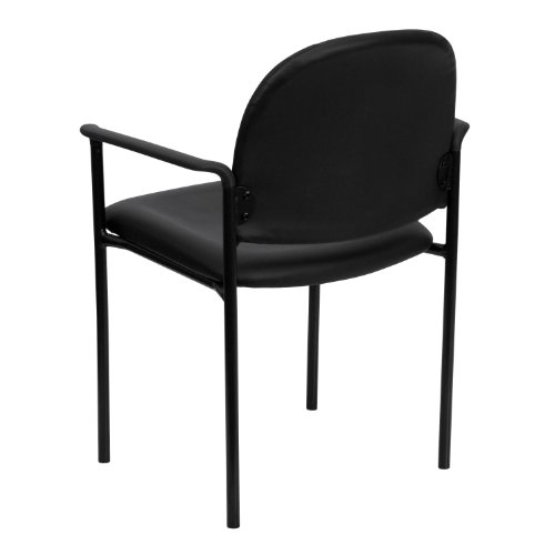 Flash Furniture Tiffany Comfort Black Vinyl Stackable Steel Side Reception Chair With Arms #TOP4