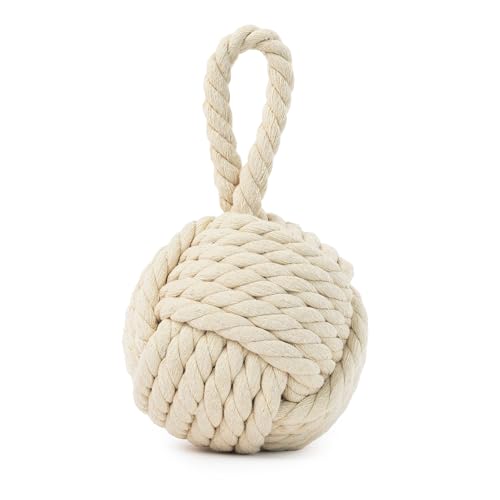LIVIVO Weighted Door Stop - Heavy Door Stopper with Rope Knot Design and Handle Decorative Door Stop for Home Bedroom Living Room Office (Rope Knot)