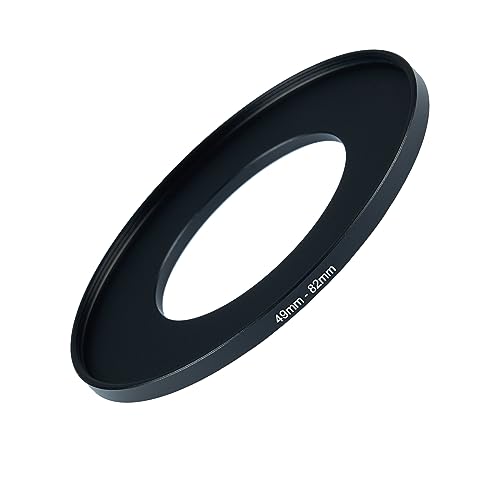 Image of 49mm to 82mm Step-up Adapter Rings Filter Adapter Black Metal Step Down Filter Ring Adapter Compatible with All Brand UV CPL ND Camera Lens Filter Stepping Rings (49mm-82mm)