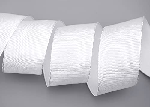 finemark 25 m x 40 mm Wired Edge Ribbon Leo White (601) Decorative Ribbon with Wired Edges Plain Gift Ribbon Fabric Ribbon Ribbon Visco Wire Made from Renewable Raw Materials Biodegradable - Image 4
