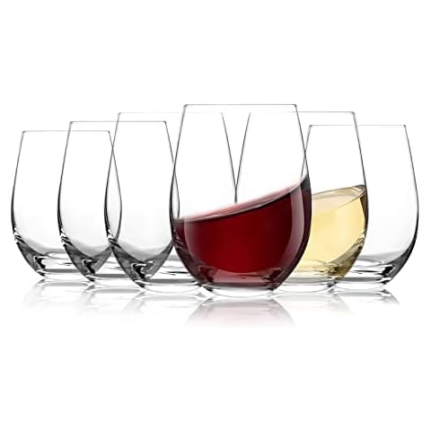 [6-Pack, 535ml]DESIGN·MASTER- Classic Stemless Wine Glasses, Lead-Free Drinking Glasses, Ideal for Red and White Wine, Cocktail, Juice, Water, Kitchen Glassware, Wedding and Party Gifts Cover
