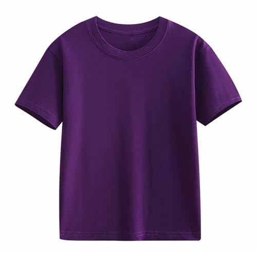 Girls Solid Color Tops Crew Neck Teen Preppy Short Sleeve Tees Summer Casual Shirts Summer Soft Loose Plain Clothes