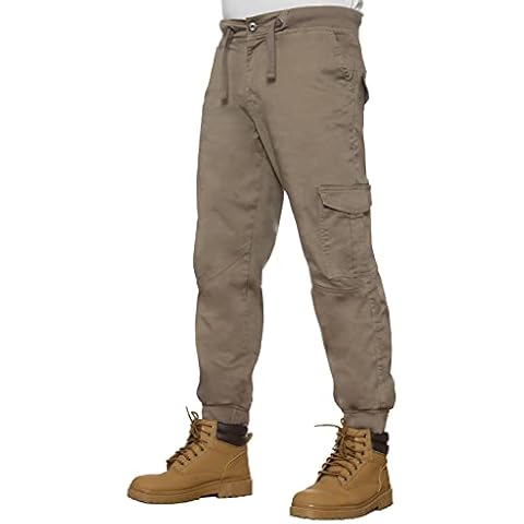 K11 - EZ413 Enzo Mens Cuffed Jeans Cargo Combat Work Casual Jogger Trousers New Jeans (Beige) 36 Cover