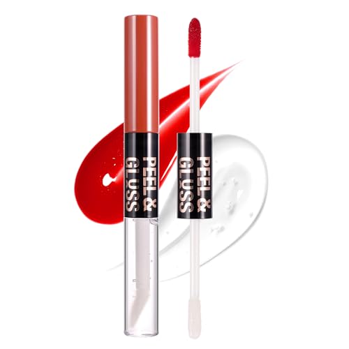 Aplicador de doble lápiz labial exfoliante con aceite de labios, manchas de tatuaje, pintalabios líquido mate, duradero, impermeable, antiadherente, juego de pintalabios (#02 Romance Kit)